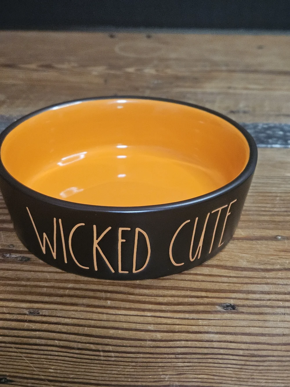 Rae Dunn Wicked Cute Orange and Black Ceramic Bowl